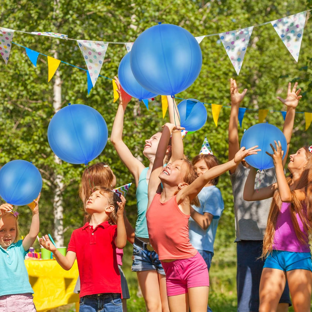 Skiennix Punch Balloons - Heavy Duty Party Favors with Rubber Band Handle & Air Pump | 100 Pcs, Blue