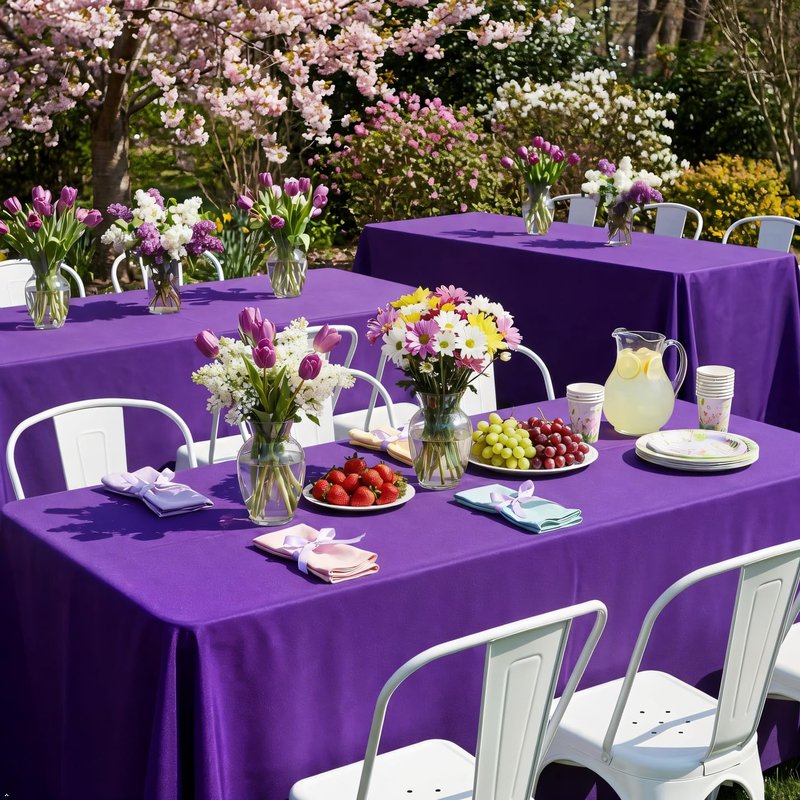 8 Pack Purple Tablecloth 60 x 126 Inch Rectangular Table Cloth for 8 Foot Rectangle Tables, Wrinkle Resistant Washable Rectangle Fabric Table Covers for Wedding Party Banquet Buffet and Camping