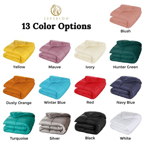 Superior Brushed Microfiber Solid Comforter, Down Alternative Bedding, Reversible, Medium Weight, Fluffy, Decorative, Duvet Insert, Oversized Blanket, Box Quilt Design, Twin/Twin XL, Navy Blue