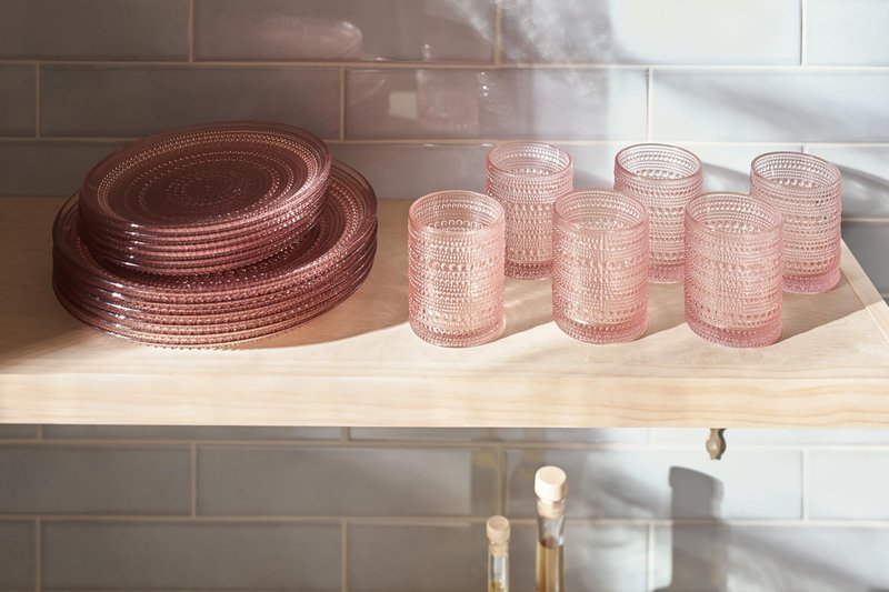Fortessa Jupiter Hobnail Glass, 8" Salad Plate (Set of 4), Pink