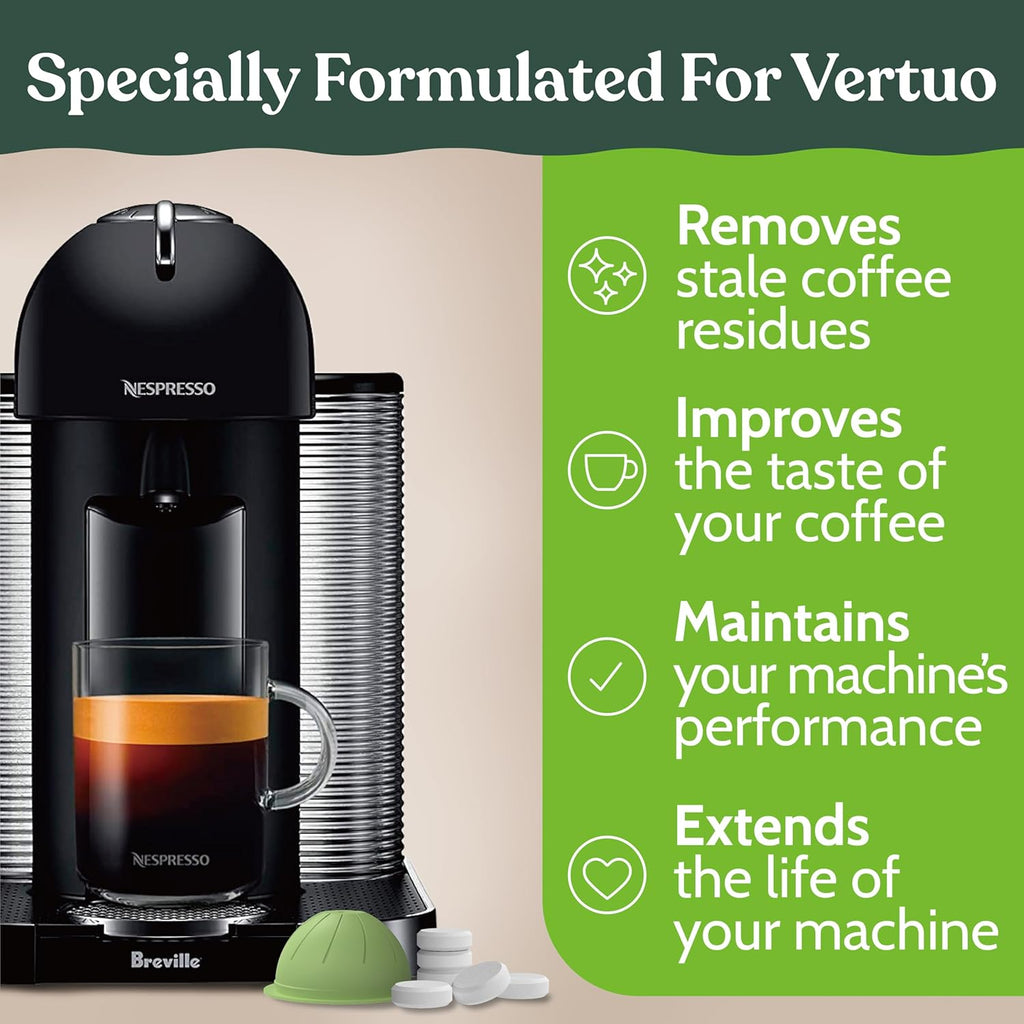 Roobi Nespresso Vertuoline Cleaning Kit - 1 Reusable Pod & 12 Eco-Friendly Tablets | 1-Year Supply