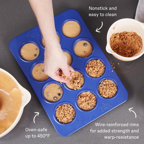 Great Jones Stud Muffin Pan - Nonstick 12-Cup Muffin Pan in Raspberry | Chemical-Free & Oven-Safe to 450°F