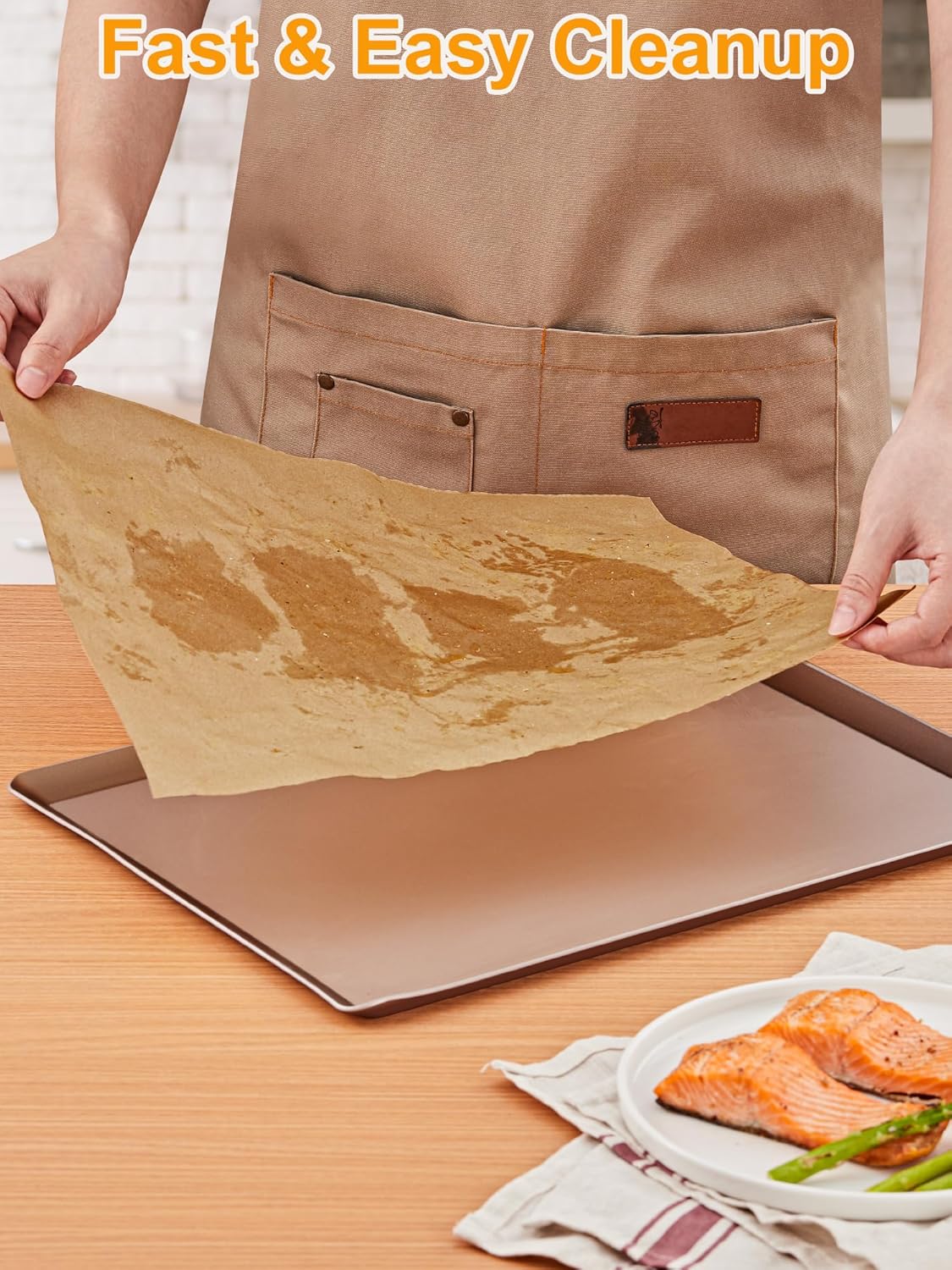 SMARTAKE Non-Stick Parchment Paper Roll - 12" x 300 ft | Heavy Duty Baking Sheets with Slide Cutter