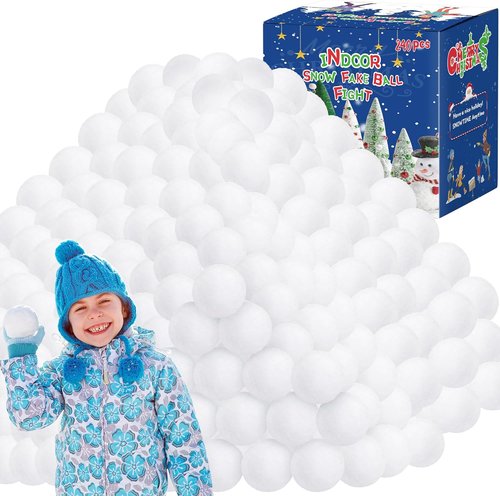 Homiar Indoor Snow Ball Fight Set - 240 Soft Plush Snow Balls for Kids | Realistic Winter Fun