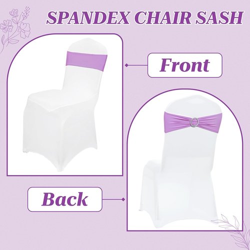 MDS Premium Stretch Spandex Chair Sashes - Pack of 100 Light Purple Covers for Weddings & Events