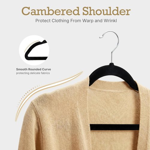 HOUSE DAY Black Velvet Hangers - Premium Non-Slip Felt Clothes Hangers | 360 Pack, Heavy Duty, Space Saving