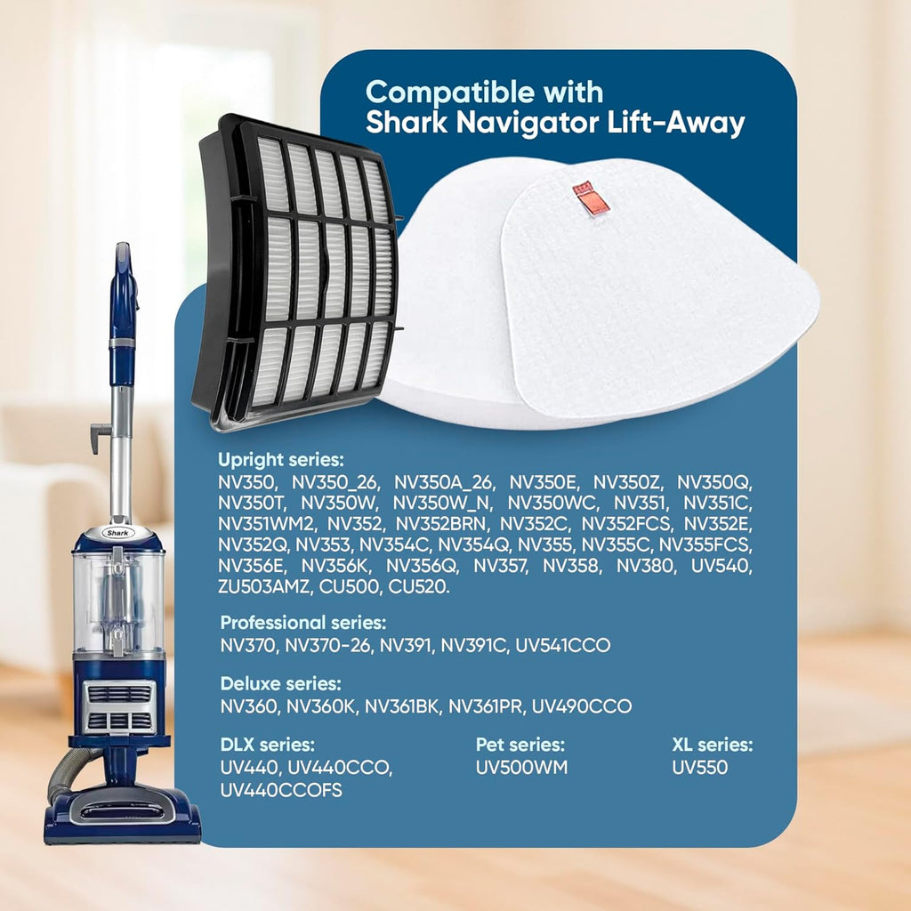 Shark Vacuum Filter Replacement - Compatible Lift-Away & Navigator Models | XFF350 & XHF350 Parts