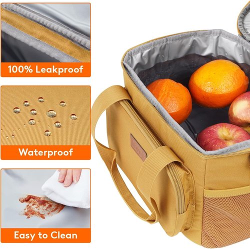 Lifewit Insulated Lunch Bag - Medium Soft Cooler Tote for Adults | Brown 12-Can (9L)