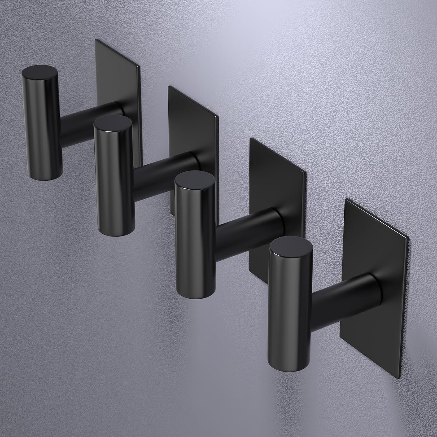 VAEHOLD Heavy-Duty Wall Towel Hooks - Waterproof Sticky Holders for Coats & Clothes | Black, 2 Pack