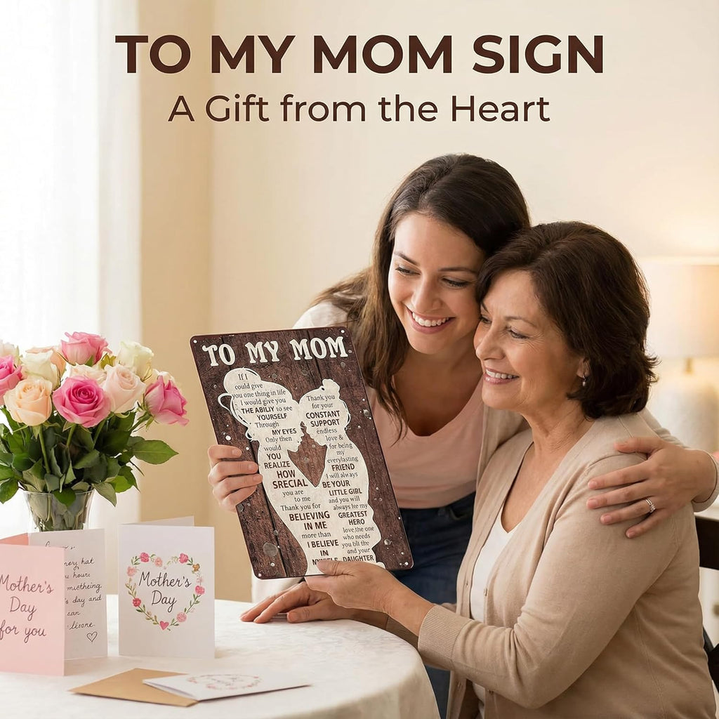 To My Mom Sign - Heartfelt 'I Love You' Gift for Mom | Home Decor for Kitchen, Bedroom, Office - 12" x 8"