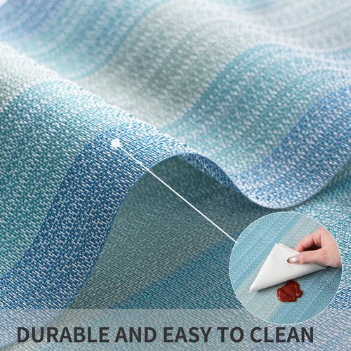 HeloHo Blue Placemats Set of 8,Vinyl Table Place Mats Stain Resistant Foldable Placemats Washable Wipeable Placemat for Kitchen Dining Table Decoration Indoor Outdoor.