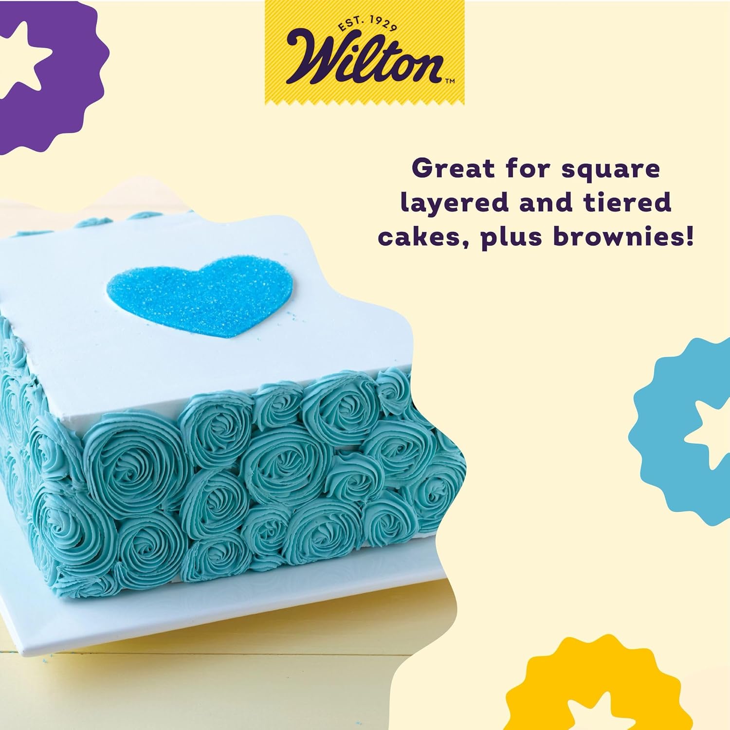 Wilton Square Cake Pan - 8 x 8 Inch Even Heating Aluminum Bakeware | PFAS-Free Design