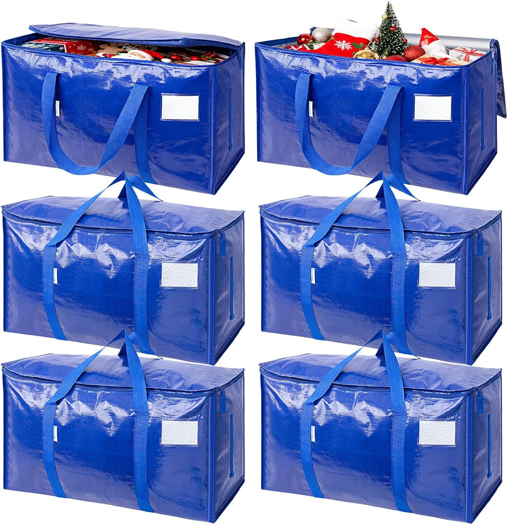 Skiennix Extra Large Moving Bags - Durable Zippered Storage Containers | 6 Pack with Carrying Handles