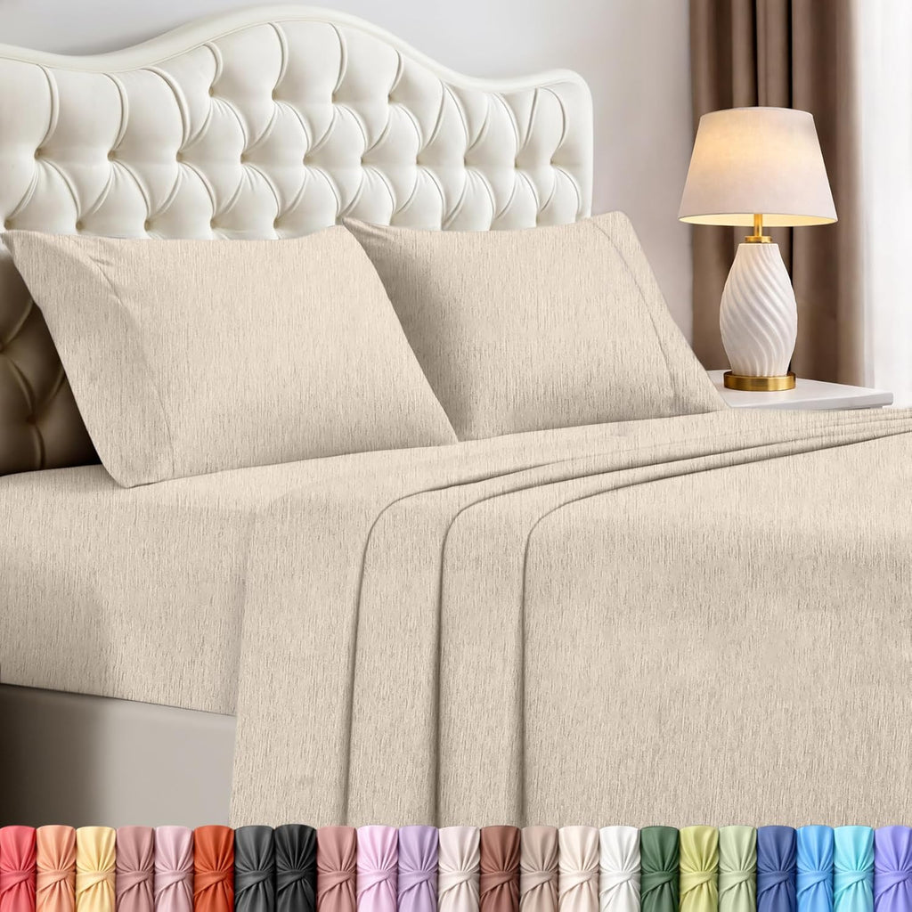 Utopia Bedding King Size Sheet Set - Soft, Breathable Microfiber | 4-Piece in Heather Beige