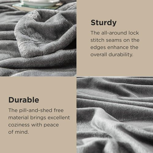 Bedsure GentleSoft Oversized King Blanket - Extra Large 120"x120" Soft Fleece for Bed, Sofa, Travel, Dark Grey