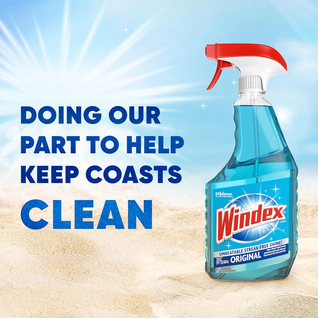 Windex Glass & Window Cleaner Bundle - Original Blue Scent | 23 Fl Oz Spray & 32 Fl Oz Refill