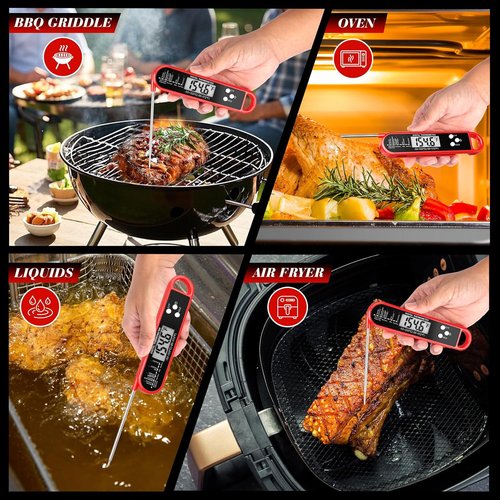 Digital Meat Thermometer by Skiennix | Instant Read Cooking & Grilling Tool - Waterproof, Magnetic, Professional BBQ Probe for Turkey & Steak