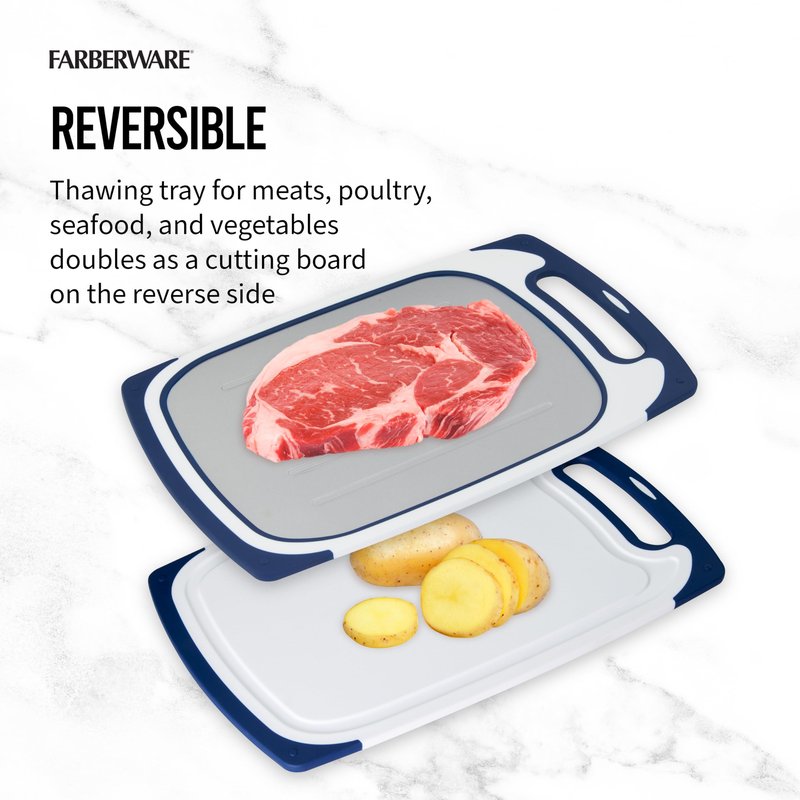 Farberware Defrost Board 2-in-1 Thawing and Cutting Solution - Non-Slip, Dishwasher-Safe, 9.45x15.9 Inch