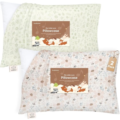 KeaBabies Muslin Toddler Pillowcase - Soft & Breathable Organic Cotton | 13x18, 2-Pack, Flora Vale Design