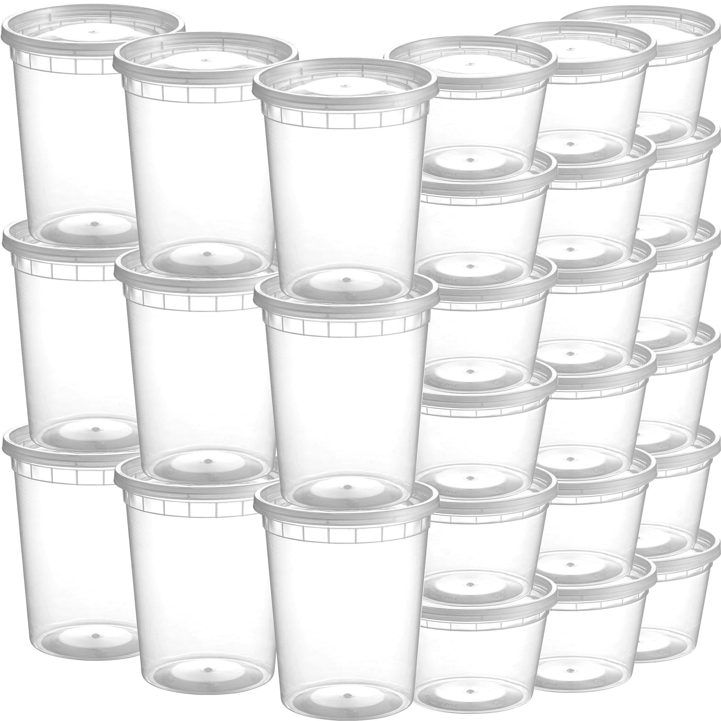 JoyServe Deli Food Storage Containers with Lids - (48 Sets) 24-32 Oz Quart Size & 24-16 Oz Pint Size Plastic Airtight Takeout Meal Prep Storage, BPA-Free, Dishwasher, Microwave Safe