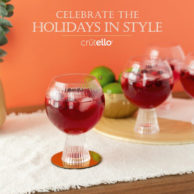Crutello Aperol Spritz Glasses | Goblet Cocktail Glasses Set of 4-16 oz Gin and Tonic, Sangria, or Aperol Spritz Glassware, Unique Cocktail Glassware for Gifts