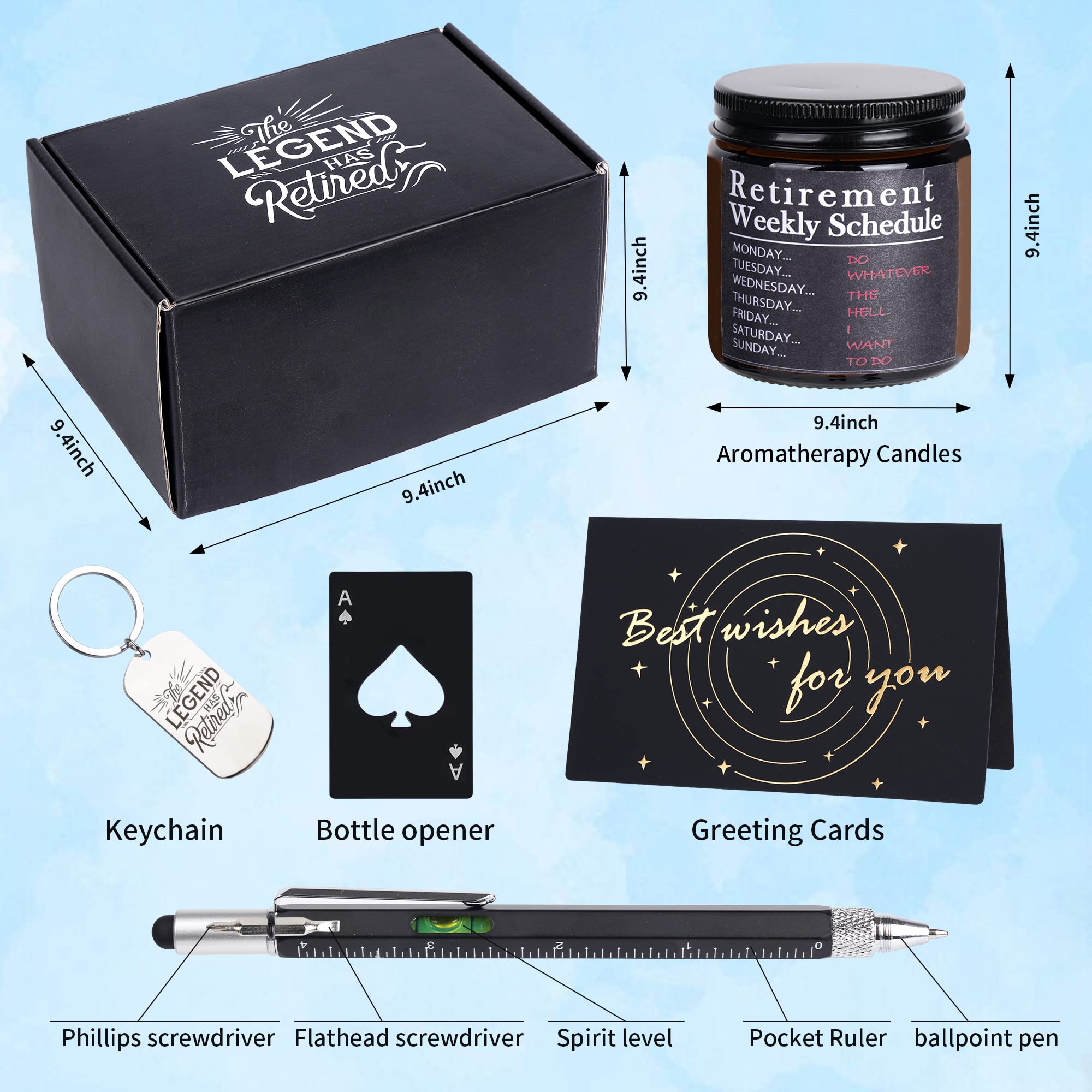 Kolewo4ever 9 Pcs Retirement Gifts for Men 2026 Happy Retirement Gift for Coworker,Teachers,Dad,Grandpa Best Retire Gift Box with Insulated Tumbler Baseball Cap Socks