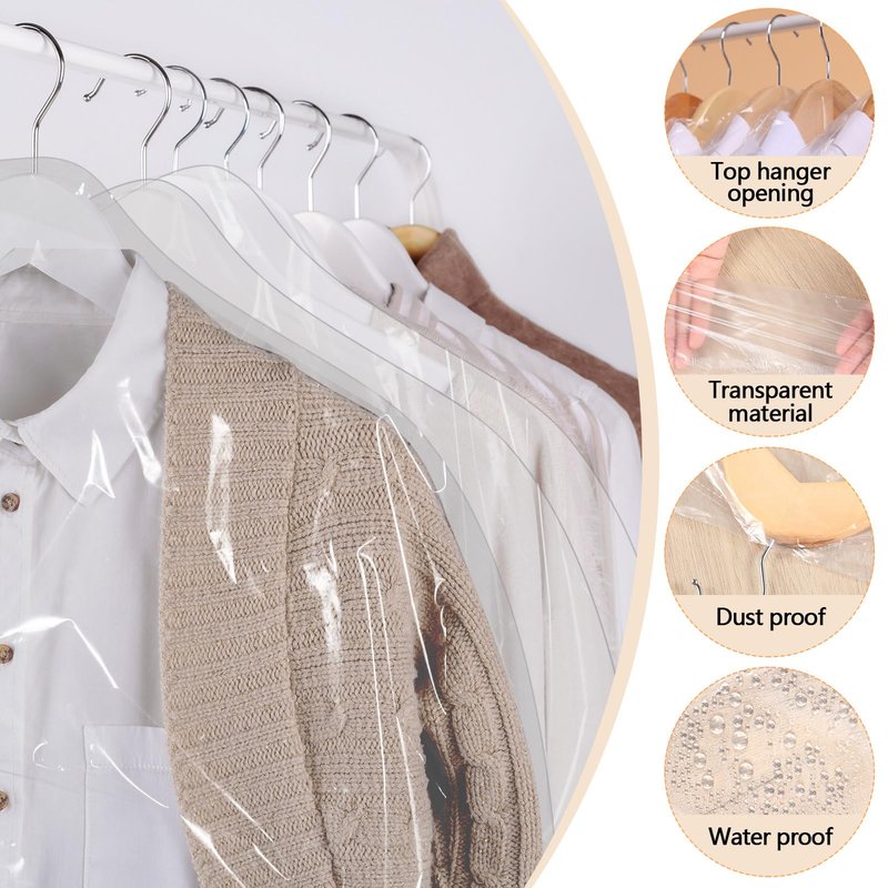 450 Count Dry Cleaner Bags Plastic Clear 21''x40'' Plastic Dust Cover Storage Dry Cleaning Bags for Clothes Hanging Clothes Suits Wedding Dresses Gowns Coats Uniforms