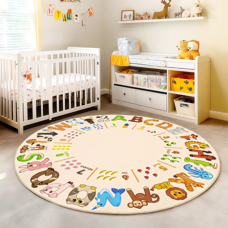 Bolacrom Kids Rugs for Playroom Educational Rug for Learn The ABC Alphabet, Soft Machine Washable Non-Slip Cute Carpet for Classroom Toddler Nursery Kids Room Decor Mat