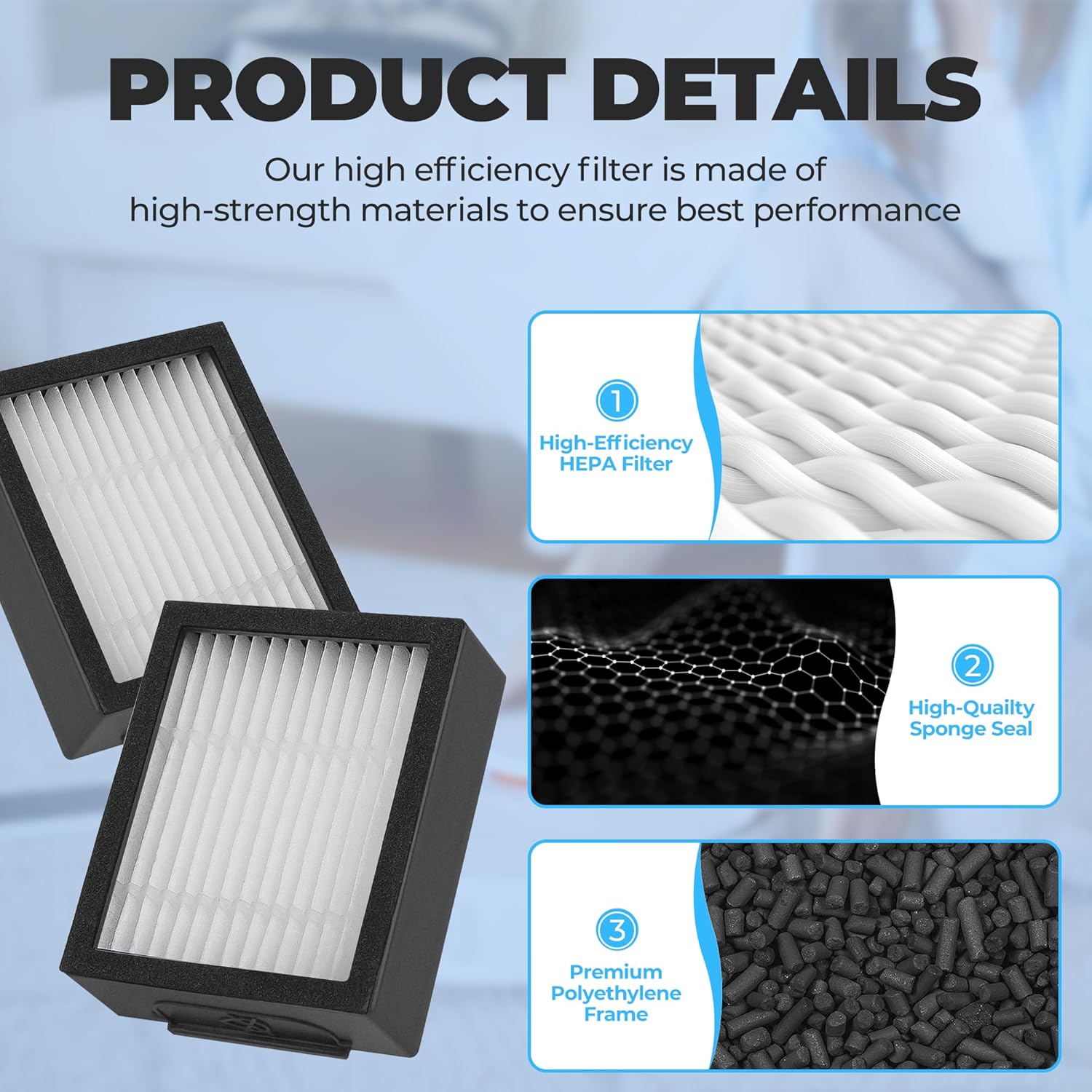 Roomba | High-Efficiency Filter Replacement for E, I, & J Series | 6-Pack + Cleaning Brush