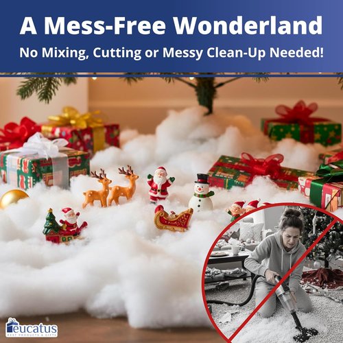 Eucatus Fake Snow Fluff Sheet - 45 Sqft Cotton-Like Christmas Snow for Holiday Decor & Displays