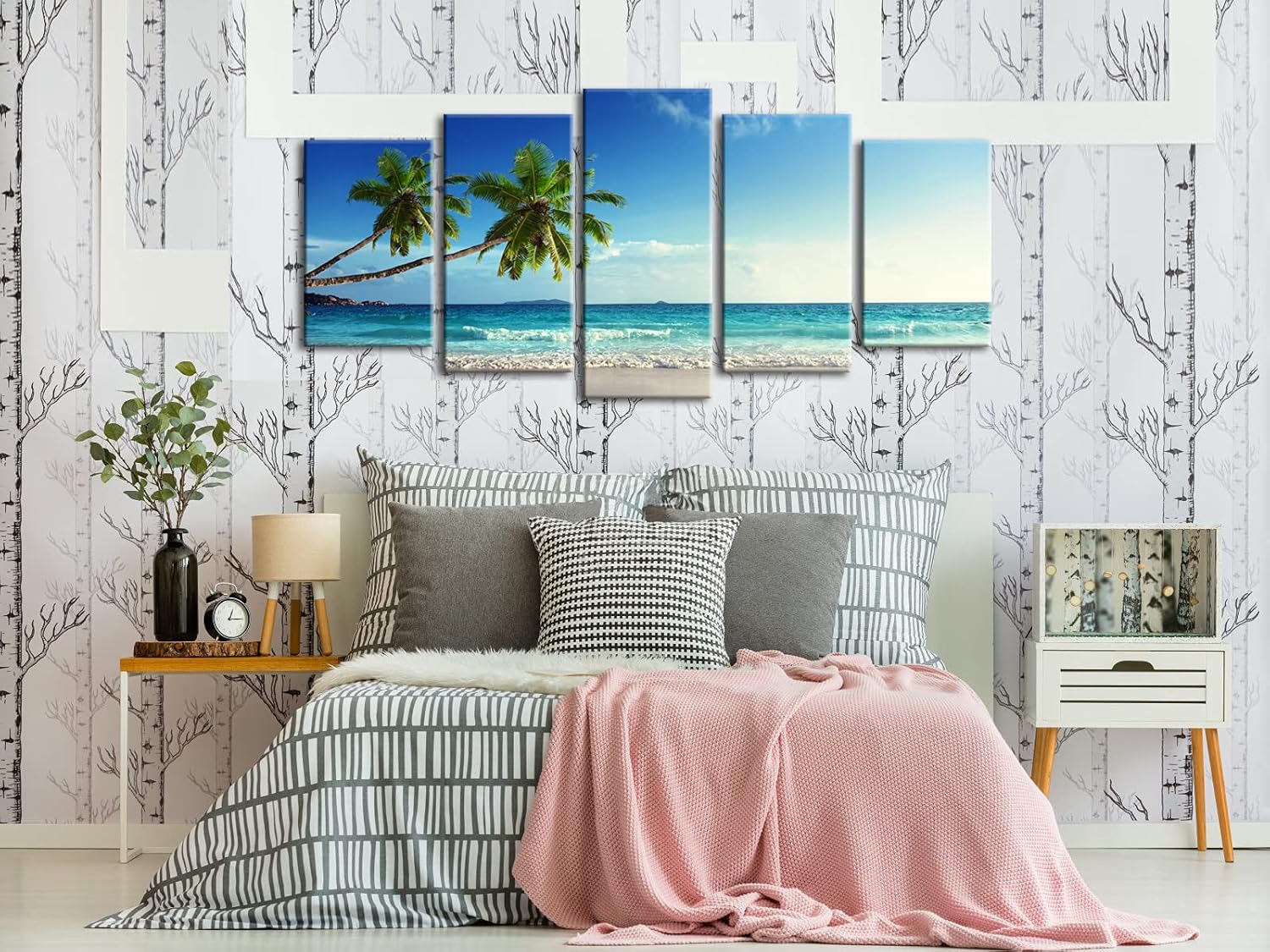 Wieco Art 5 Panels Ocean Canvas Wall Art - Stunning Blue Sea Seascape Decor for Living Room & Hotel
