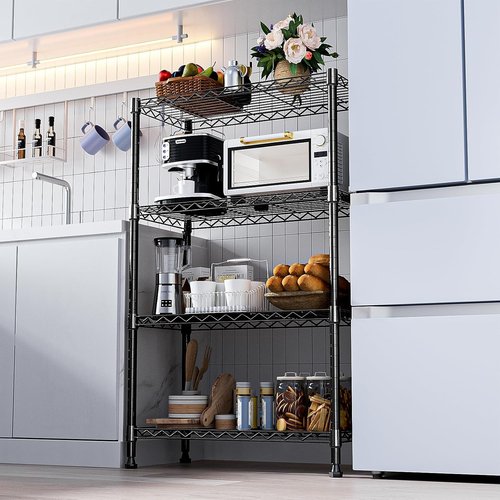 M MZG Heavy Duty 4-Tier Steel Storage Shelving Unit - 1000 lbs Capacity | Organizer Rack for Home, Kitchen, Office (13.7" D x 29.5" W x 47.2" H)