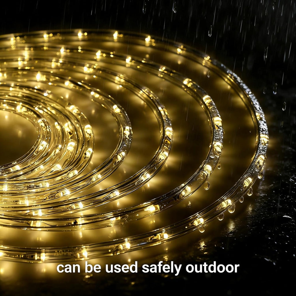 Skiennix 100Ft LED Rope Lights - Warm White, Waterproof Indoor/Outdoor, 1080 LEDs for Garden & Patio Decor