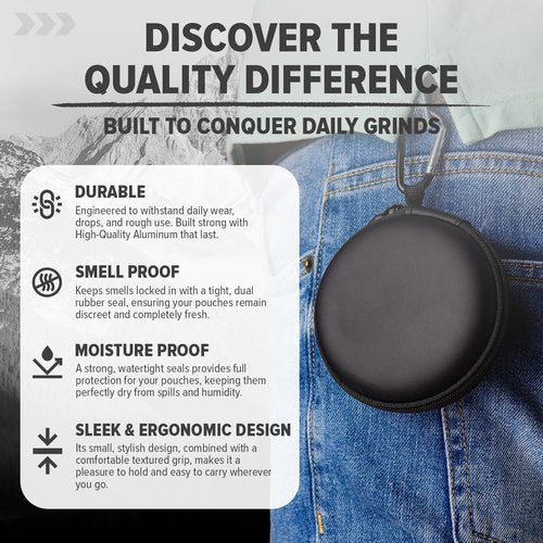 AVENTURIS Premium Zyn Metal Can - Waterproof, Moisture & Odor Proof - Metal Zyn Container - Dip Can, Zyn Tin, Zyn Holder with Knurled Edges, Aluminum Zyn Can & Organizer