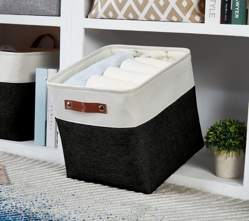 DECOMOMO Storage Cubes - 11x11 Cube Storage Bins for Shelves | Black & White - 4 Pack