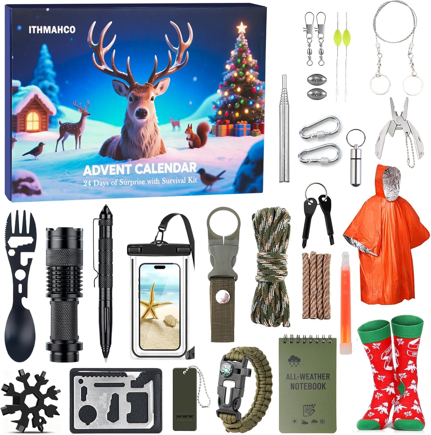 Survival Kit - Essential Outdoor Gear for Camping, Hunting & Adventure | Perfect Christmas Gift for Teens & Men