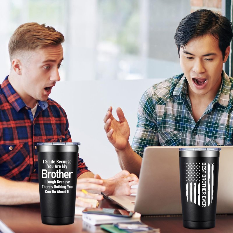 Grifarny Brother Gifts from Sister - Christmas, Fathers Day, Birthday Gift for Brothers Adult - Best Brother Ever Gifts - I Smile Because You are My Brothers Tumbler Cup 20 oz