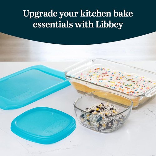Libbey Baker’s Premium Glass Baking Dish Set - 4 Piece Casserole Dishes with Lids for Potlucks & Leftovers