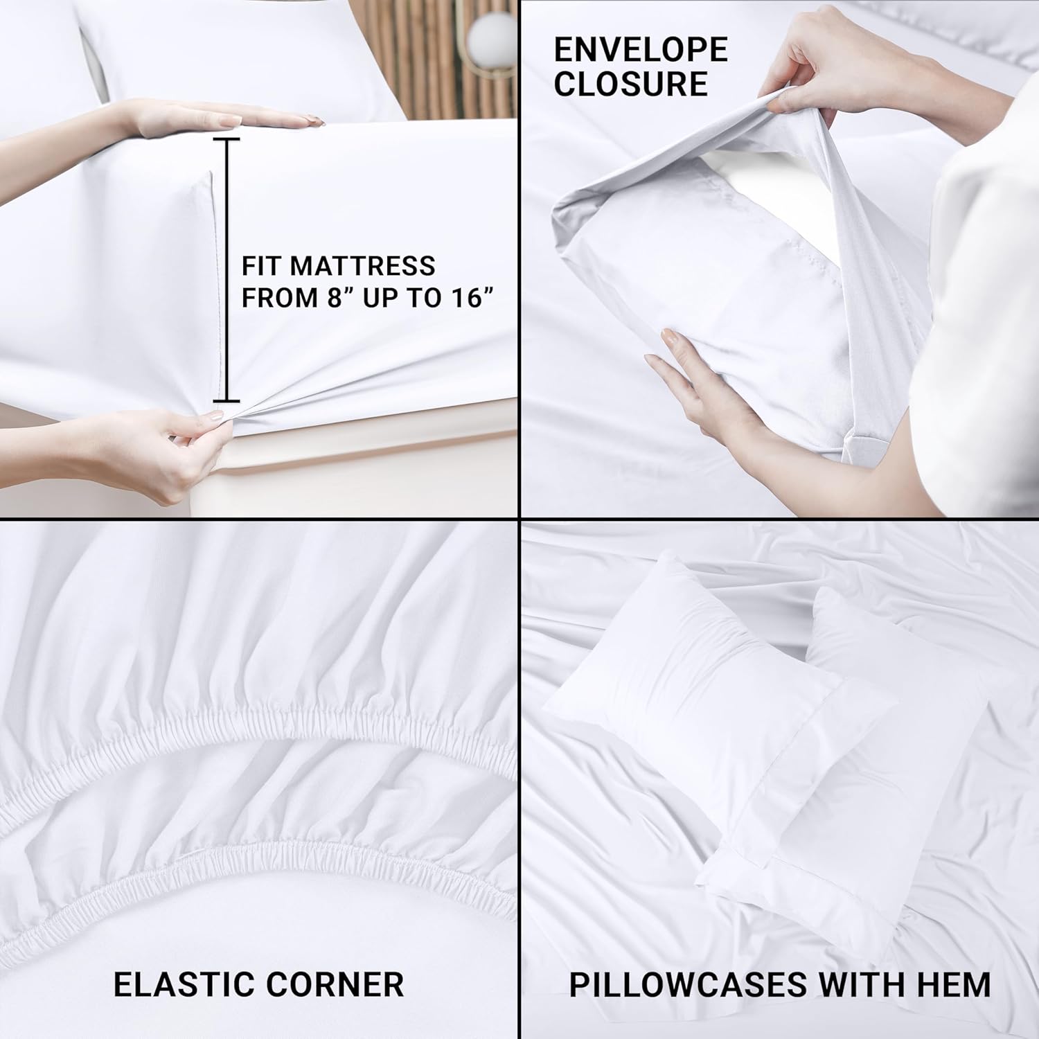Utopia Bedding King Size Sheet Set - Soft Brushed Microfiber - Deep Pockets - 8-Piece Bulk Pack (White)