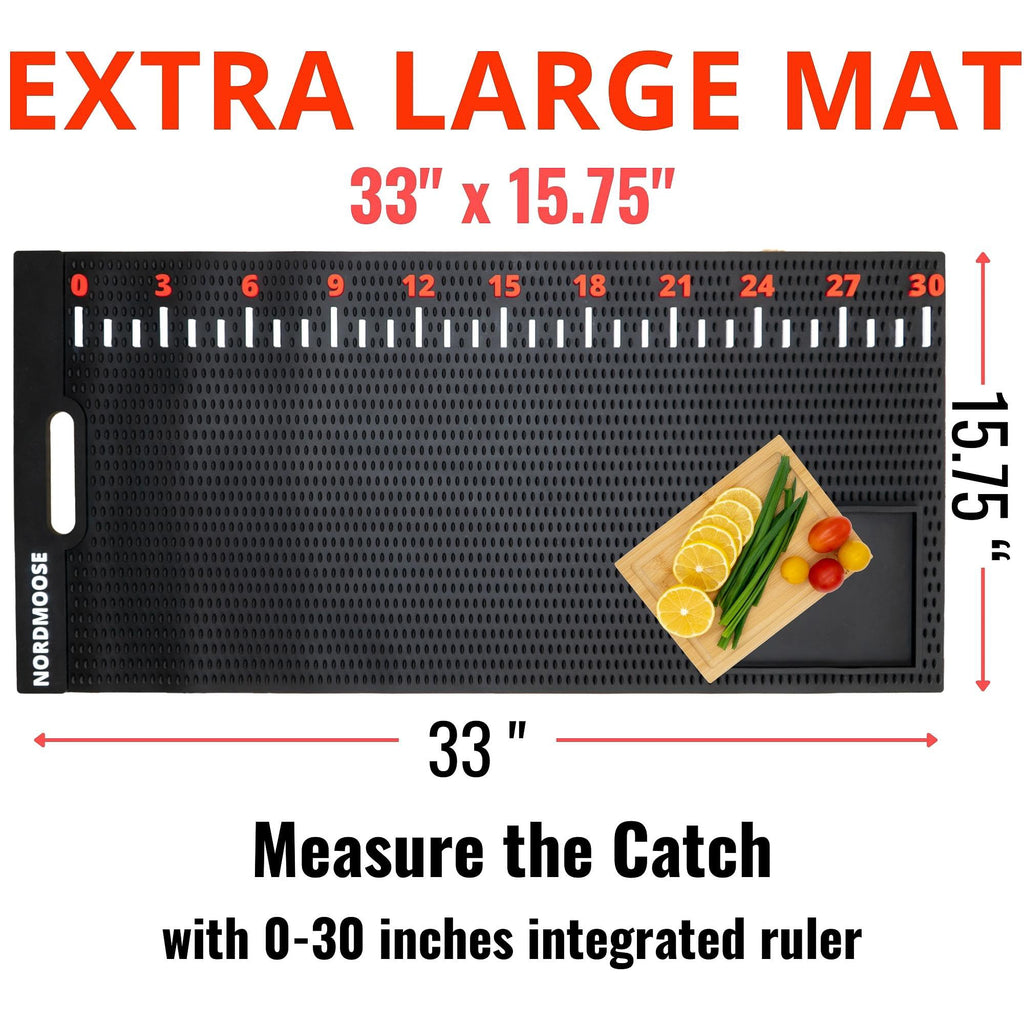 Fish Fillet Mat with Fish Cutting Board, Extra Large 33"x15.75", Portable & Grippy Fish Cleaning Mat - Durable & Easy to Clean, Rollable Fish Fillet Board