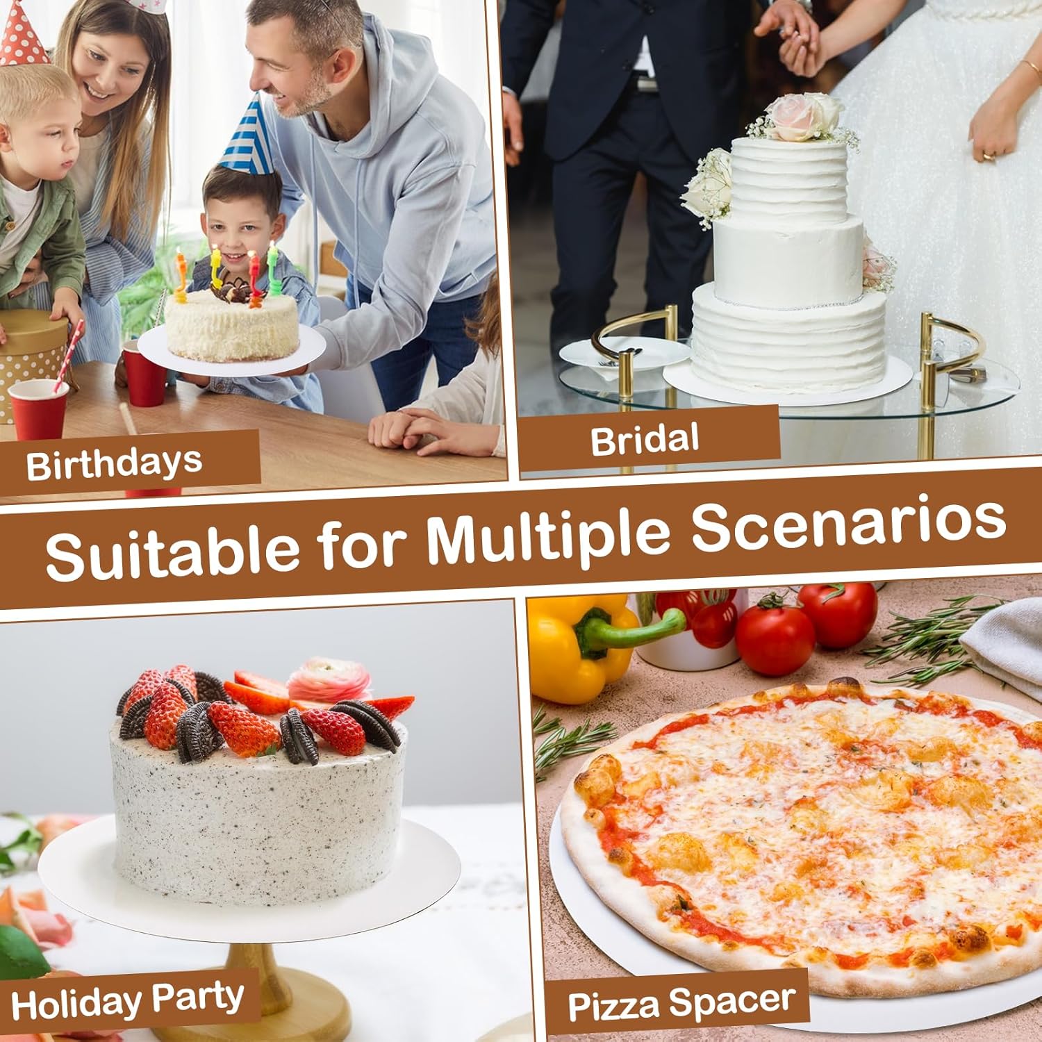 6 Pcs White Cake Boards by [Brand Name] - 10 Inch Round, Waterproof & Oil-Proof for Weddings, Birthdays, Desserts