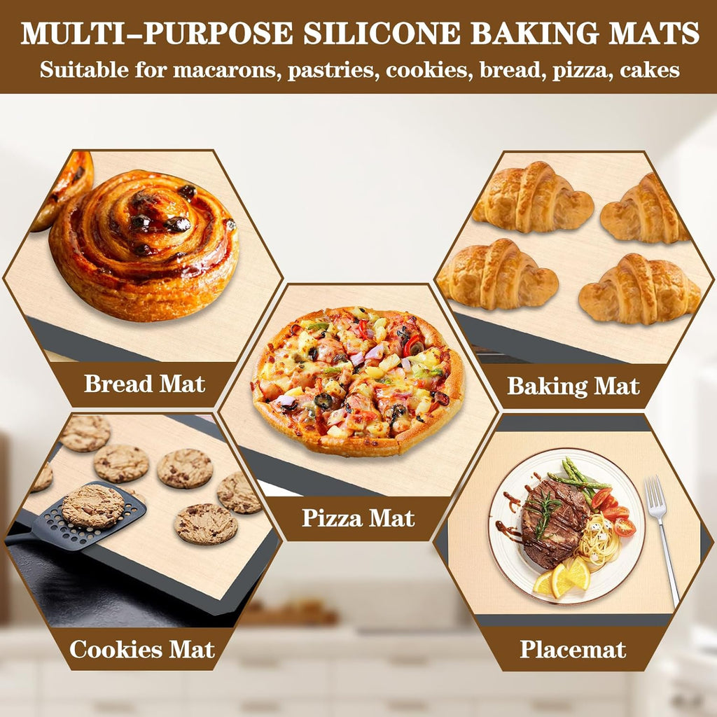 Ninsula Silicone Baking Mats - Non-Stick Reusable 2-Pack | 16.5"x11.6" Food Safe Sheets for Cookies, Bread, Pizzas