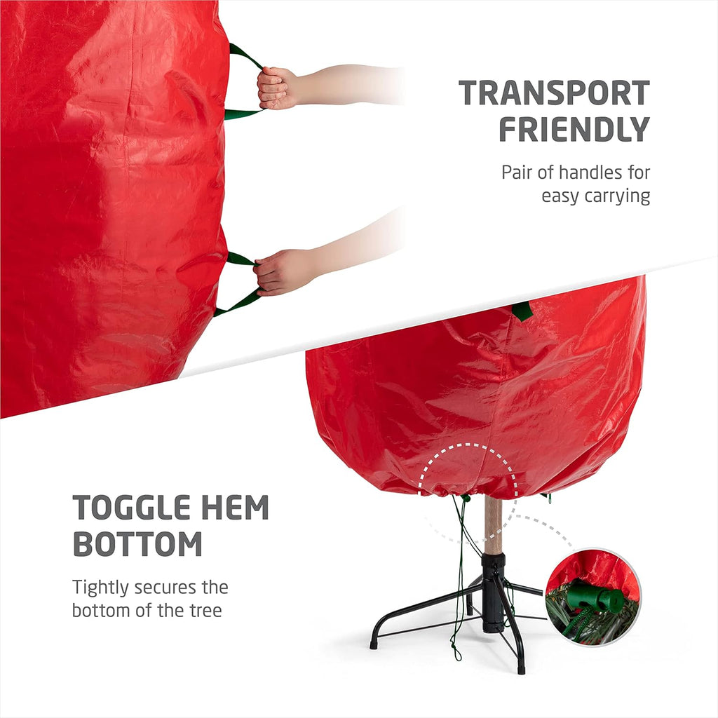 ZOBER Christmas Tree Storage Bag - Waterproof & Durable Design for 7.5 Ft Trees - Red with Drawstring Hem