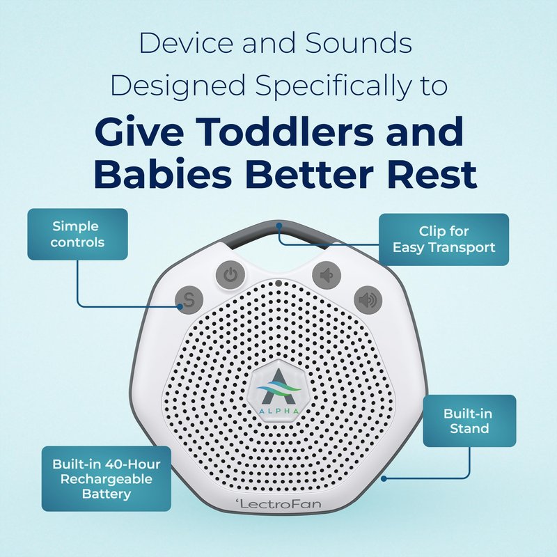 Adaptive Sound Technologies LectroFan Alpha - White Noise Machine to Support Restful Sleep - Blocks Ambient Sound - Built-in Lullabies - Convenient Clip Attachment - Portable Relaxation Support