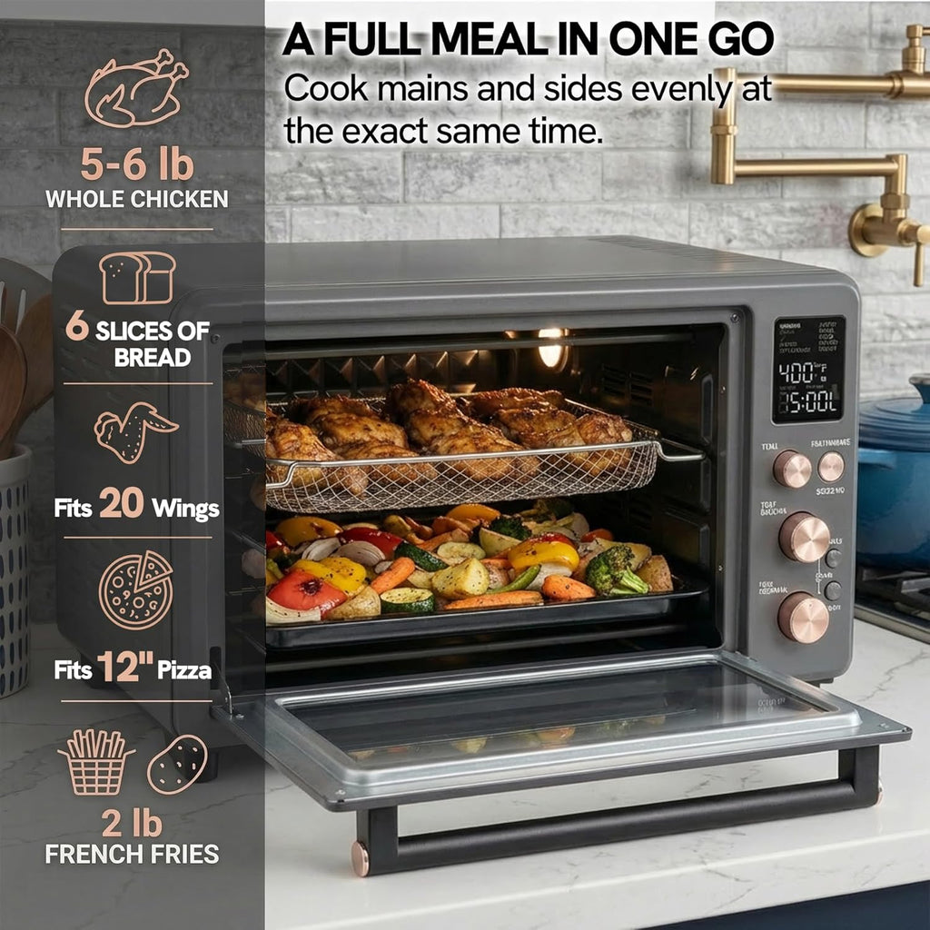 Val Cucina Non-Toxic Air Fryer Toaster Oven Combo - 26.3 QT Convection Oven | Fits 12” Pizza & 6-Slice Toast