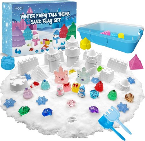 Aocii Kids Sensory Bin Sand Kit - Winter Fairy Tale Theme Play Set for Toddlers | Perfect Christmas Gift for Ages 3-9