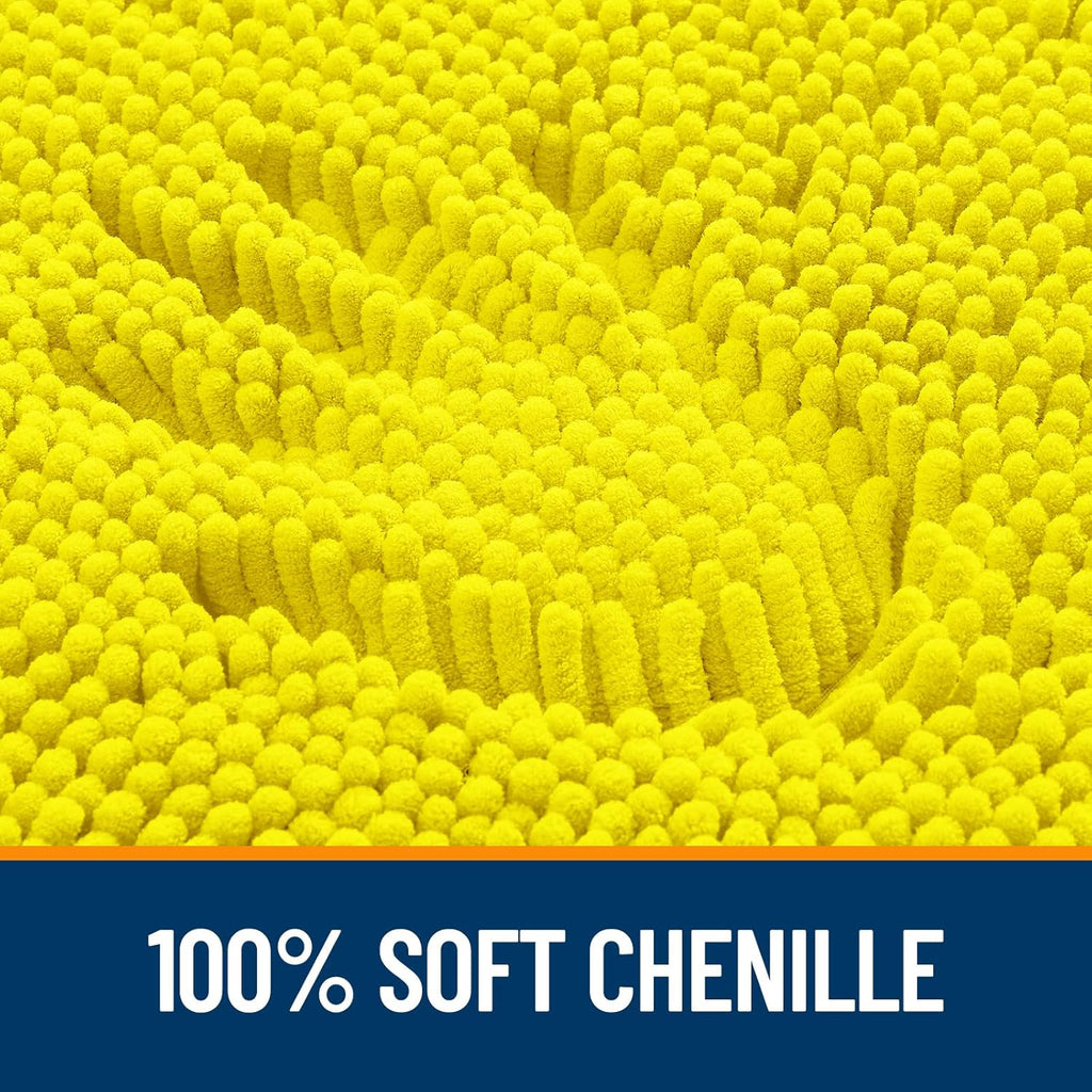 OLANLY Bathroom Rugs - Extra Soft Chenille Bath Mats with Rubber Backing | 36x24, Lemon Yellow, Quick Dry