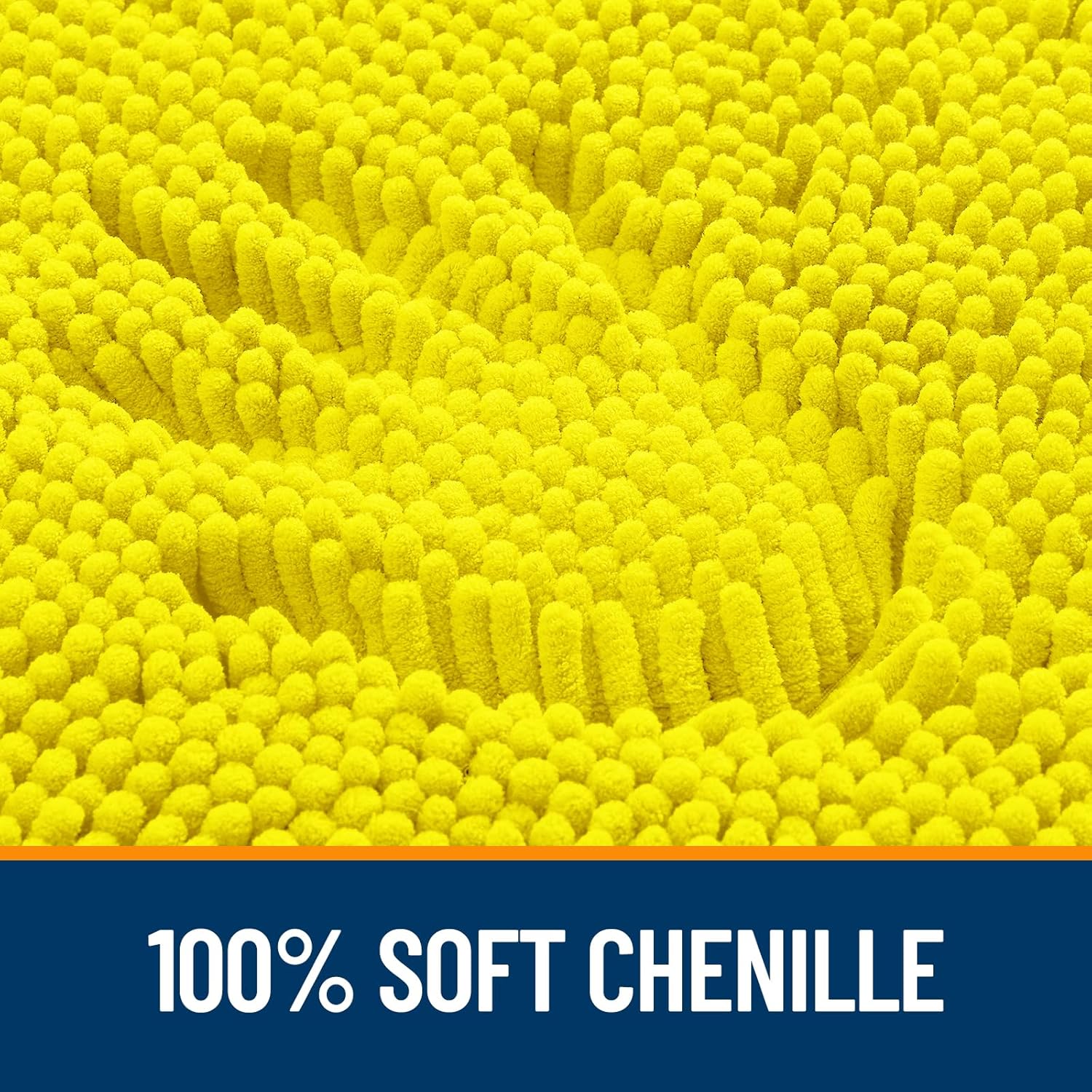 OLANLY Bathroom Rugs - Extra Soft Chenille Bath Mats with Rubber Backing | 36x24, Lemon Yellow, Quick Dry
