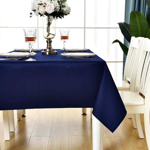 KAIPHO 2 Pack Navy Blue Rectangle Tablecloth Waterproof Stain Resistant Wrinkle Free Table Cloth 210GSM Polyester Wipeable Table Cover for Party, Banquet - Rectangular/Oblong, 60 x 102 inch (2 Pcs)