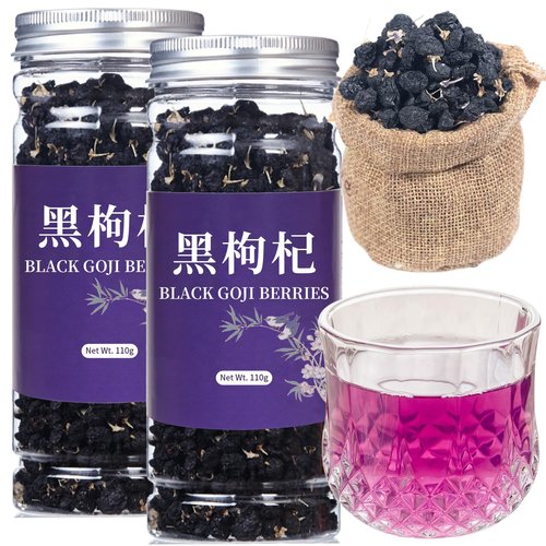 Wanhua Hall Black Goji Berry Black Wolfberry Natural Goji Berry Tea Gluten-Free Chinese Flora Herbal Tea 野生黑枸杞 黑枸杞 枸杞子 7.76oz/220g